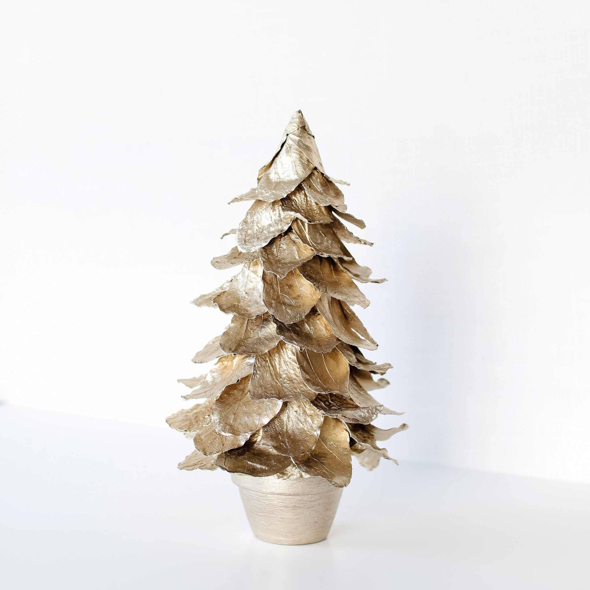 Potted Butterfly Leaf Cone Tree (Soft Gold)
