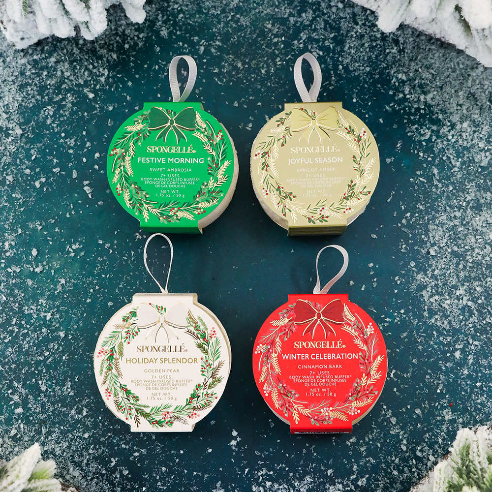 Spongellé - Holiday Wreath Body Buffer Assorted Pack | STOCKING STUFFERS