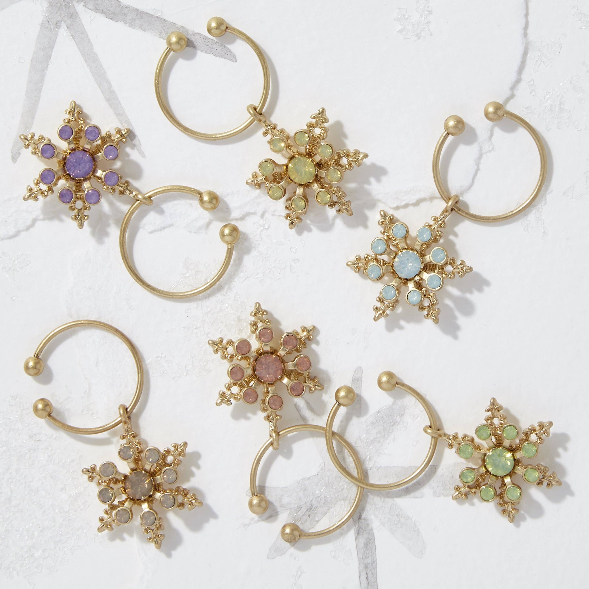 Joanna Buchanan - Snowflake wine charms pastel