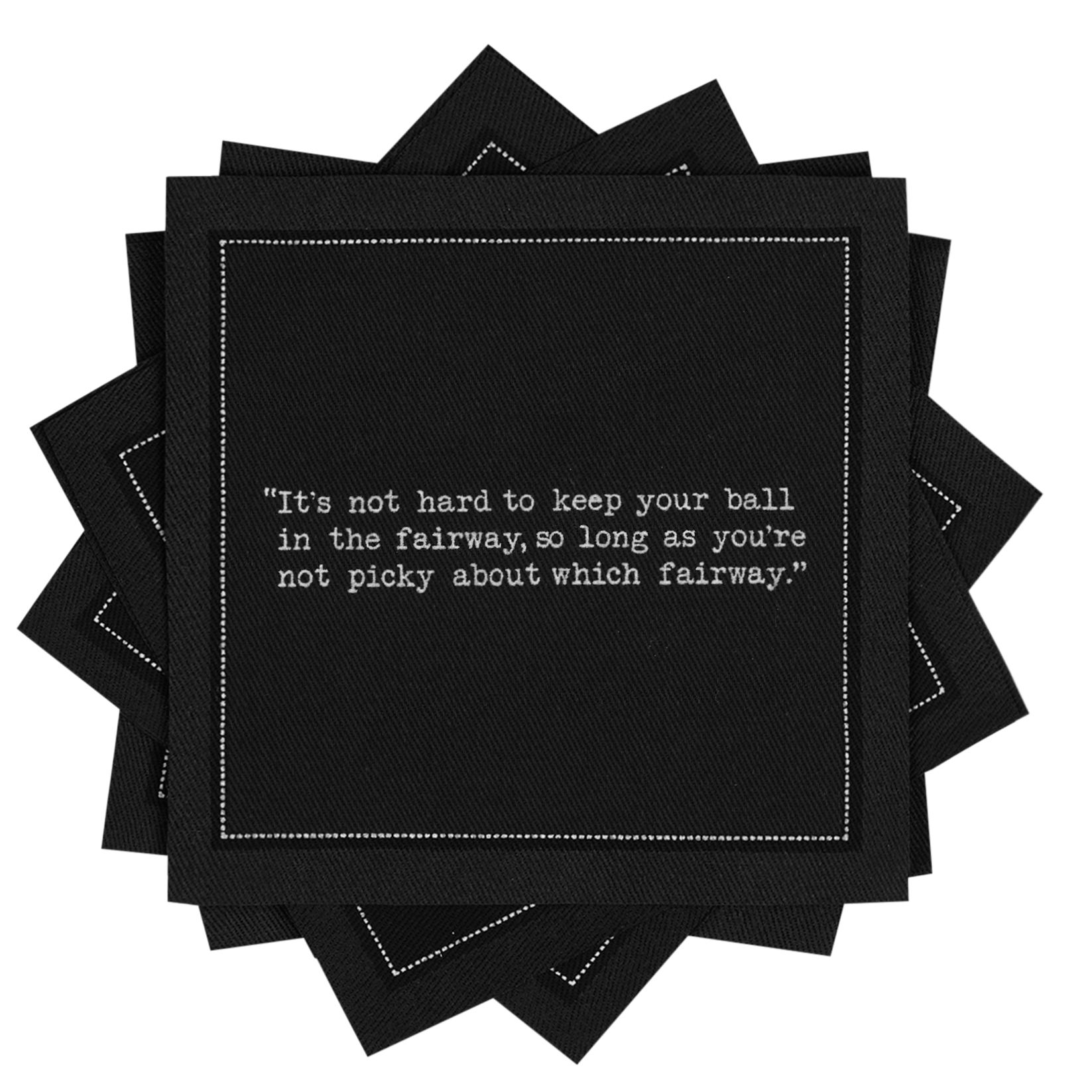 Five Star Napkins Inc. - Golf Humor Quotes - Black Cotton Cocktail Napkins 50x