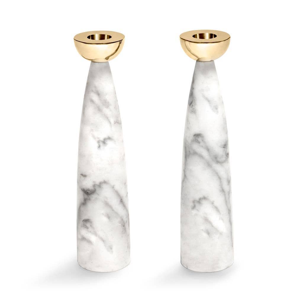 ANNA New York - Coluna Candle Holders Marble & Gold