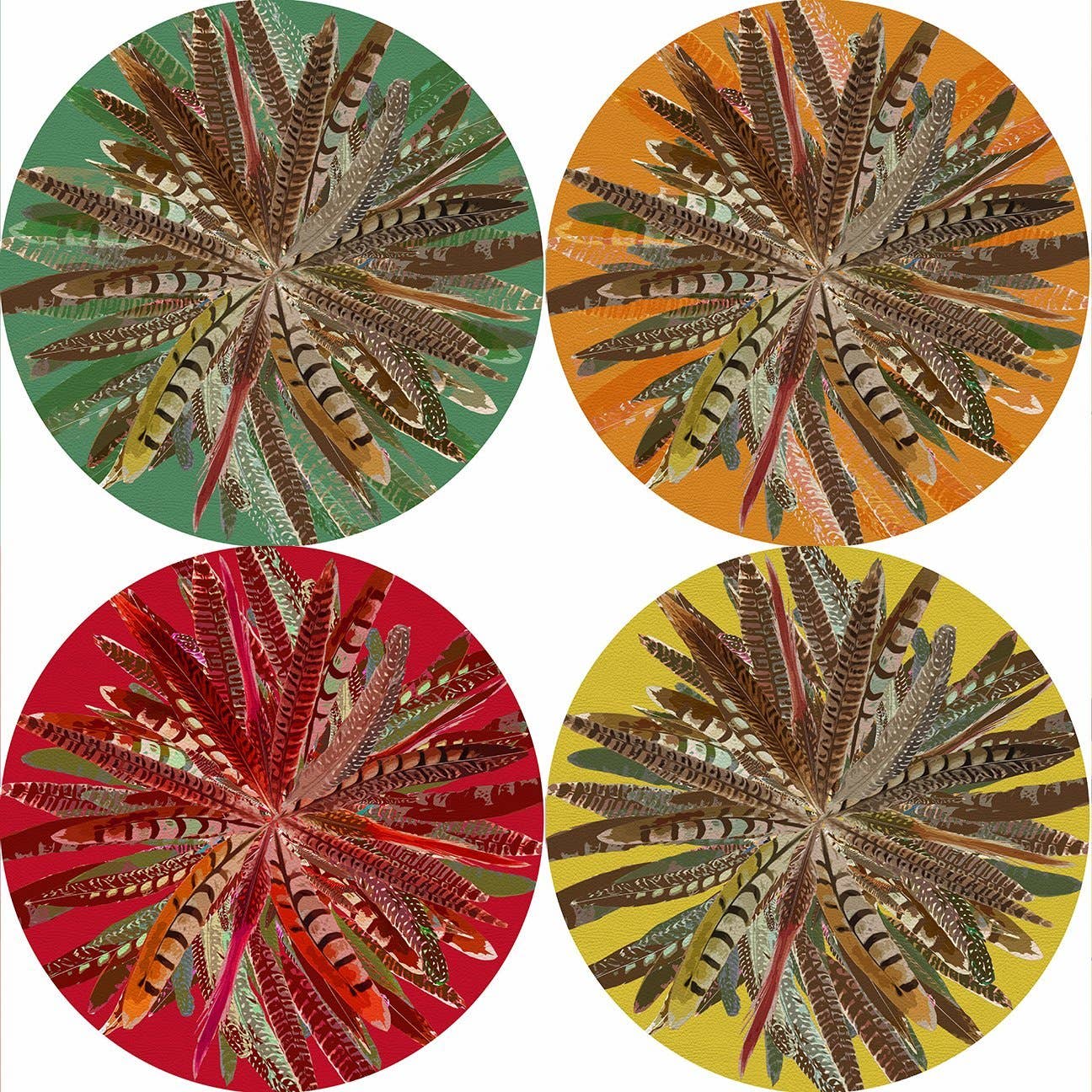 Nicolette Mayer Collection - Pheasant Feathers Coaster Set