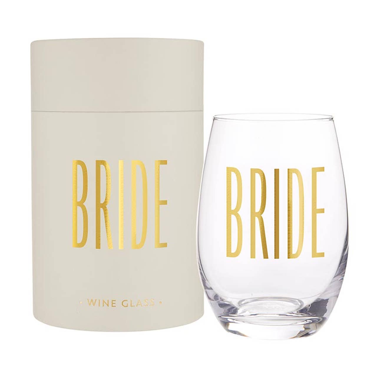 Gold Foil Stemless Wine Glass - Bride