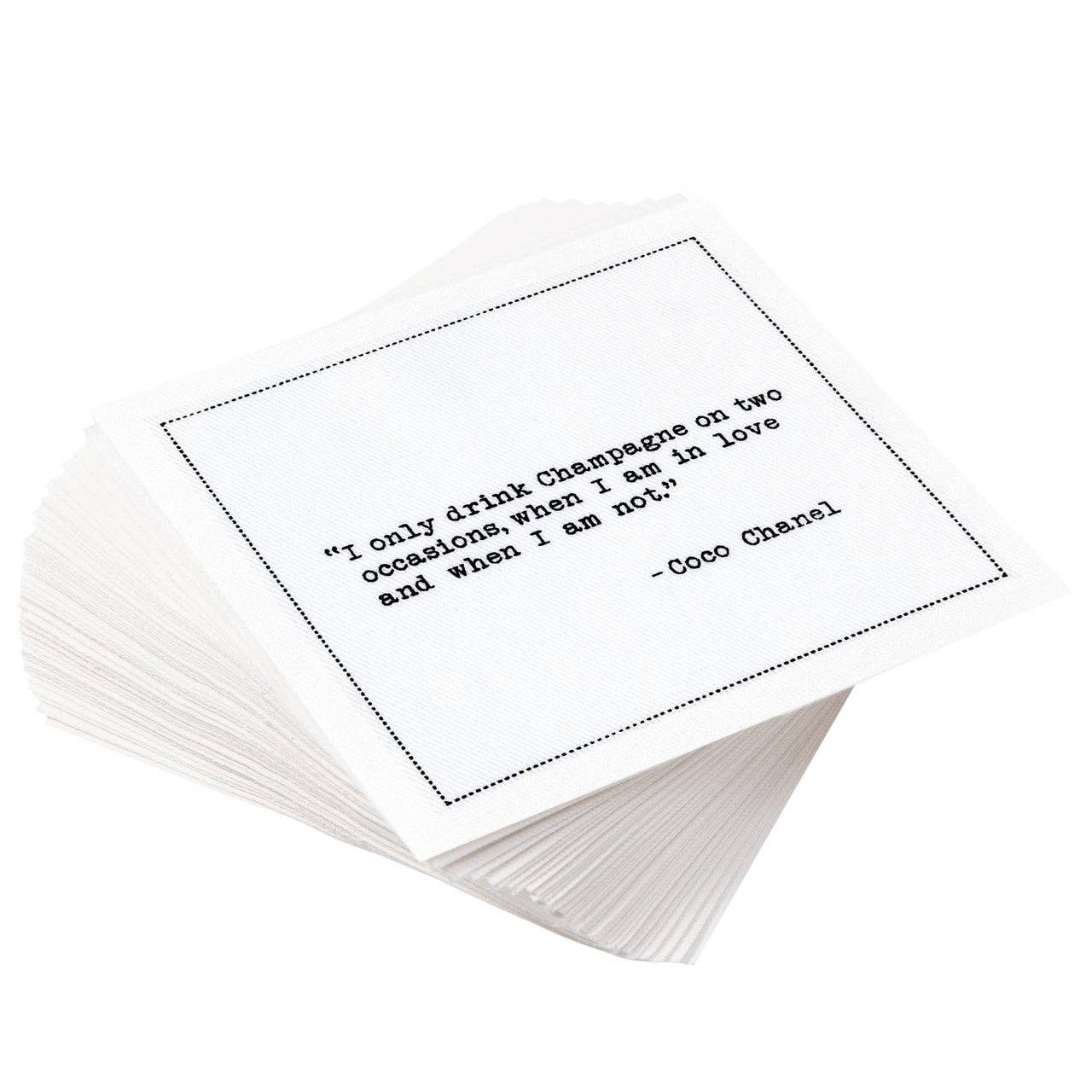 Five Star Napkins Inc. - Champagne Quotes - White Cotton Cocktail Napkins 50x