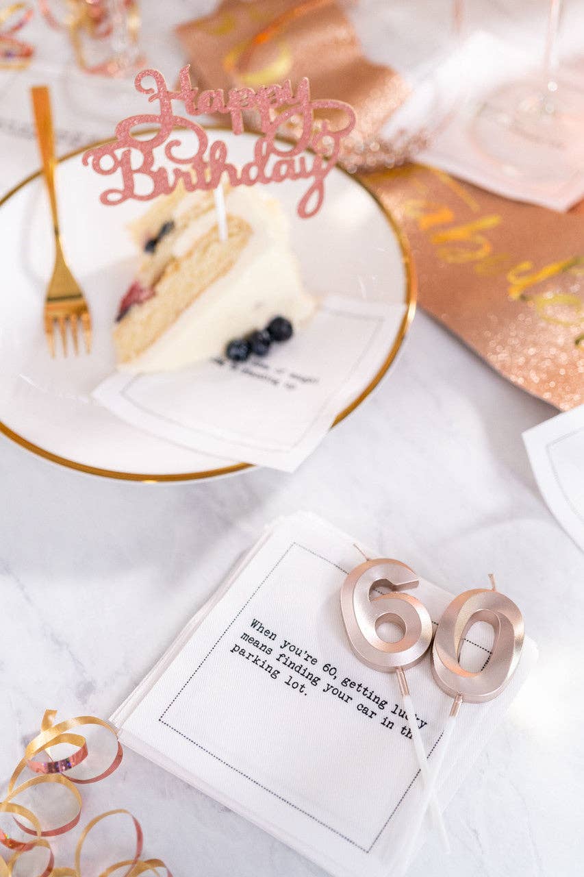 Five Star Napkins Inc. - 60th Birthday Quotes - White Cotton Cocktail Napkins x 50