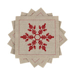 Five Star Napkins Inc. - Natural Snowflake Linen Cocktail Napkins - 50x