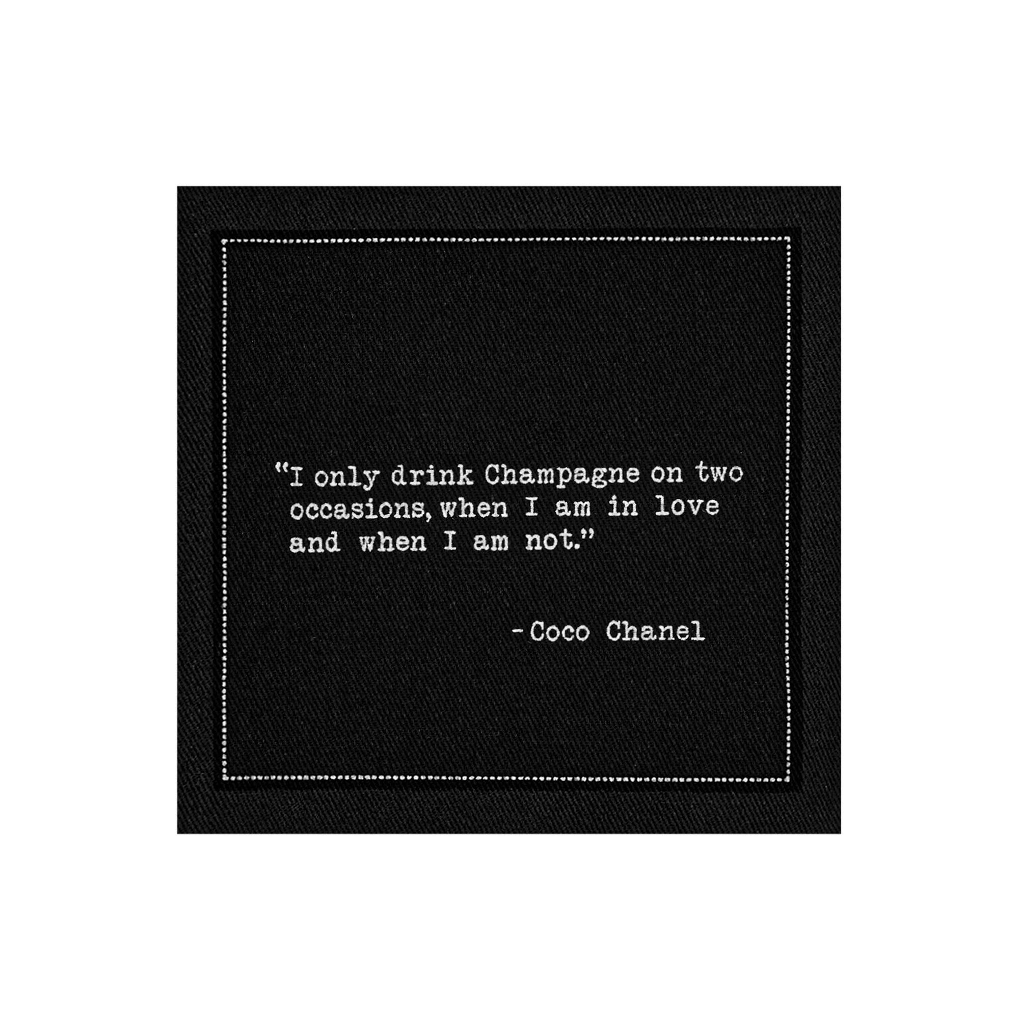 Five Star Napkins Inc. - Champagne Quotes - Black Cotton Cocktail Napkins 50x