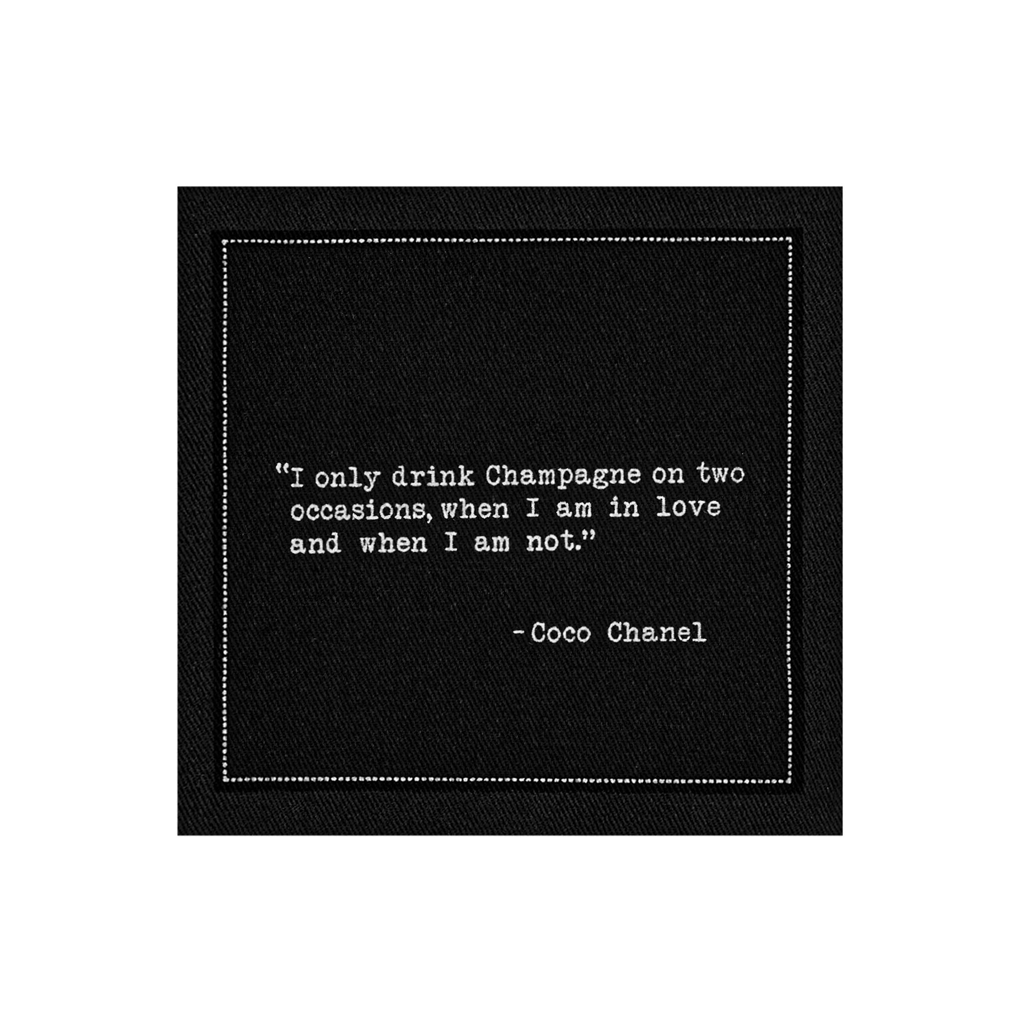 Five Star Napkins Inc. - Champagne Quotes - Black Cotton Cocktail Napkins 50x