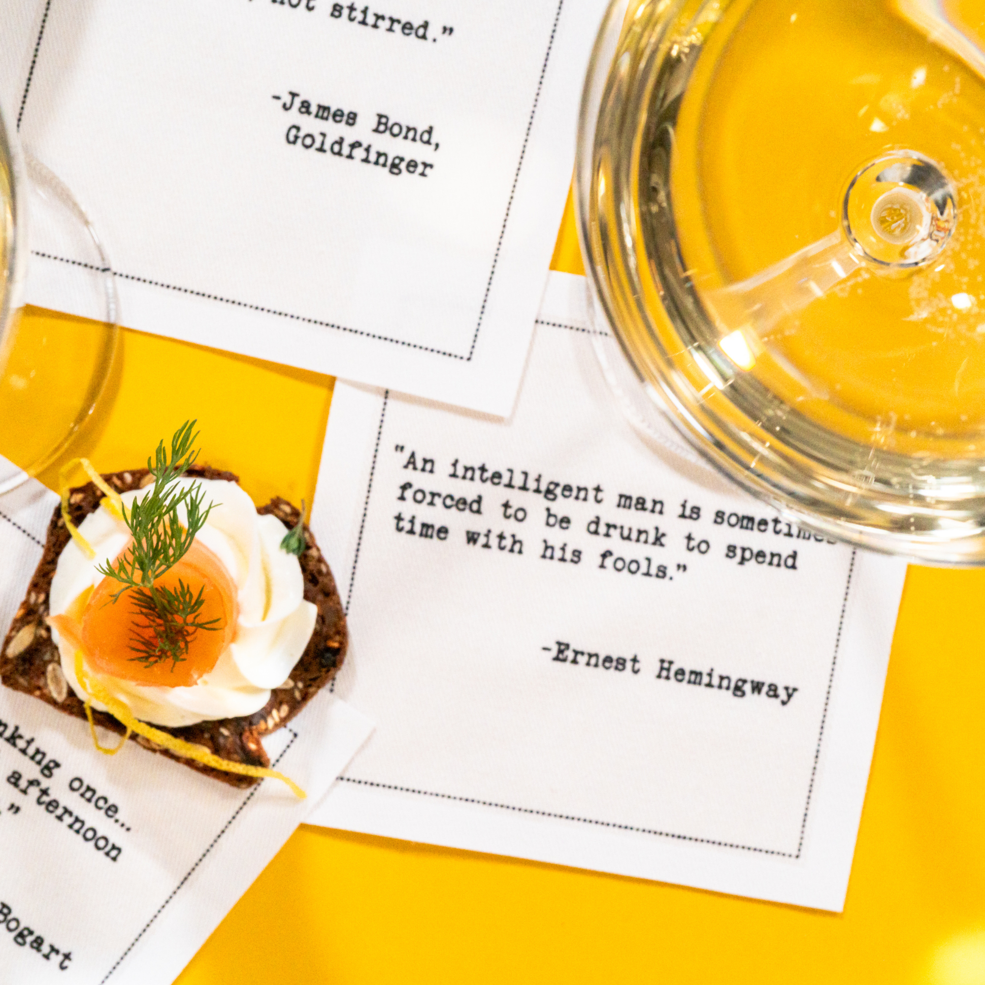 Five Star Napkins Inc. - Drinking Quotes II - White Cotton Cocktail Napkins x 50