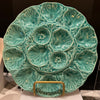 Large Gien Turquoise French Majolica Oyster Plate, Vintage